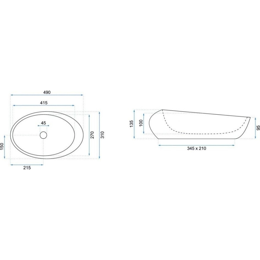 REA-U6649 - Lavabo à poser ROXY 31x49 cm céramique/aspect pierre