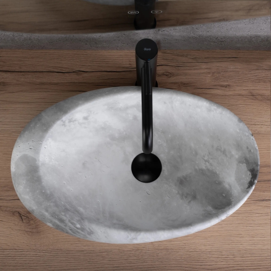 REA-U6651 - Lavabo da appoggio ROXY 31x49 cm ceramica/grigio/effetto pietra