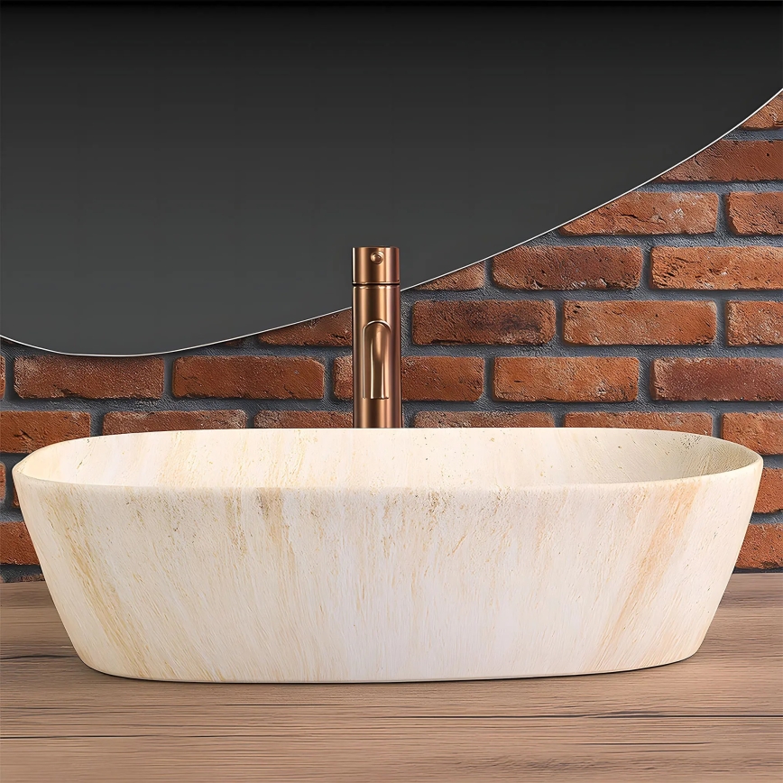 REA-U6689 - Vasque à poser FREJA 39,5x51 cm céramique/beige/effet pierre