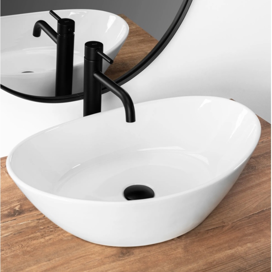REA-U6801 - Lavabo da appoggio KATE 33,5x55,5 cm ceramica/bianco lucido