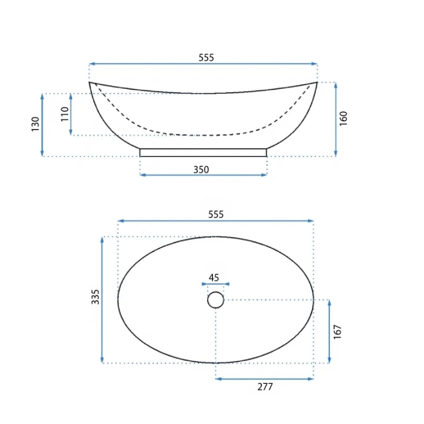 REA-U6801 - Lavabo da appoggio KATE 33,5x55,5 cm ceramica/bianco lucido