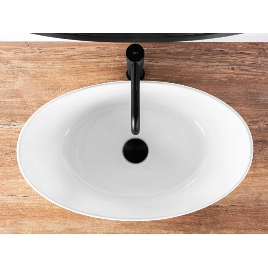 REA-U6802 - Lavabo da appoggio KATE 27x45 cm ceramica/bianco lucido