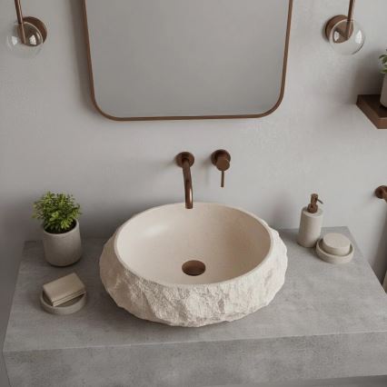 REA-U7347 - Aufsatzwaschbecken MIKA 38 x 50 cm beige/Steinoptik