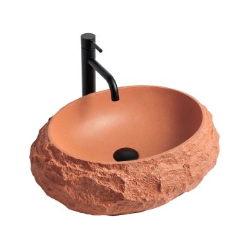 REA-U7349 - Aufsatzwaschbecken MIKA 38x50 cm orange/Steinoptik