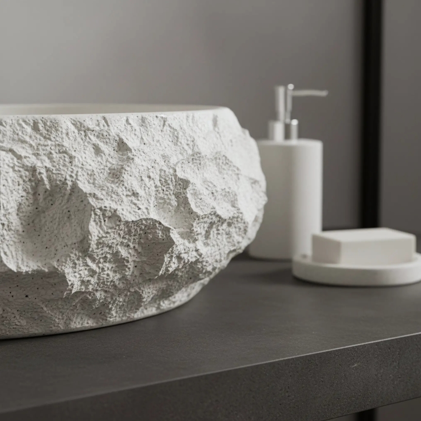 REA-U7350 - Vasque à poser MIKA 38 x 50 cm blanc/effet pierre