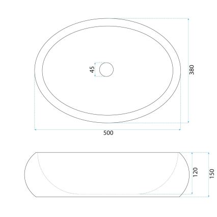 REA-U7350 - Vasque à poser MIKA 38 x 50 cm blanc/effet pierre