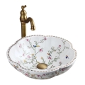 REA-U7504 - Lavabo à poser FELICIA Ø 42,5 cm en céramique / motif floral