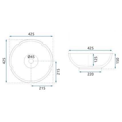 REA-U7504 - Lavabo da appoggio FELICIA Ø 42,5 cm ceramica/motivo floreale