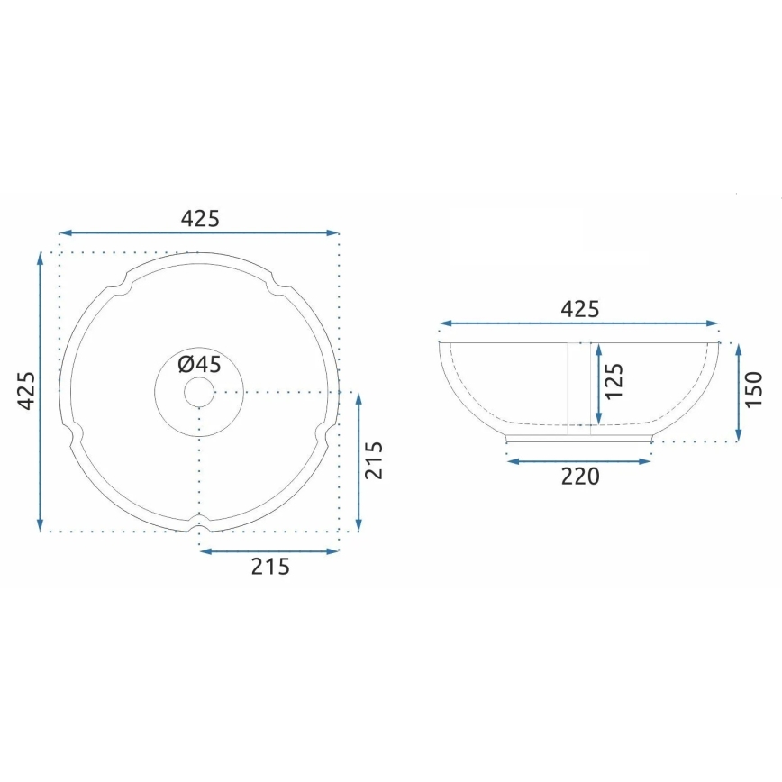 REA-U7504 - Lavabo da appoggio FELICIA Ø 42,5 cm ceramica/motivo floreale