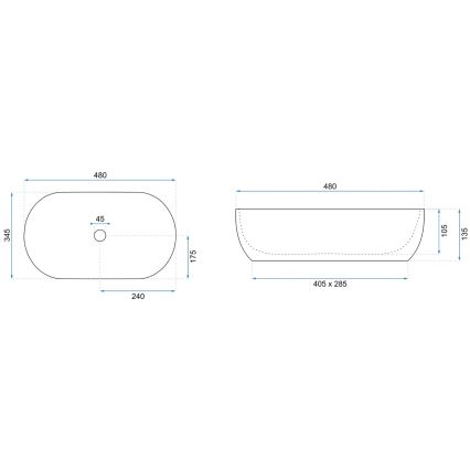 REA-U8001 - Aufsatzwaschbecken AMELIA 34,5x48 cm Keramik/Marmor-Optik