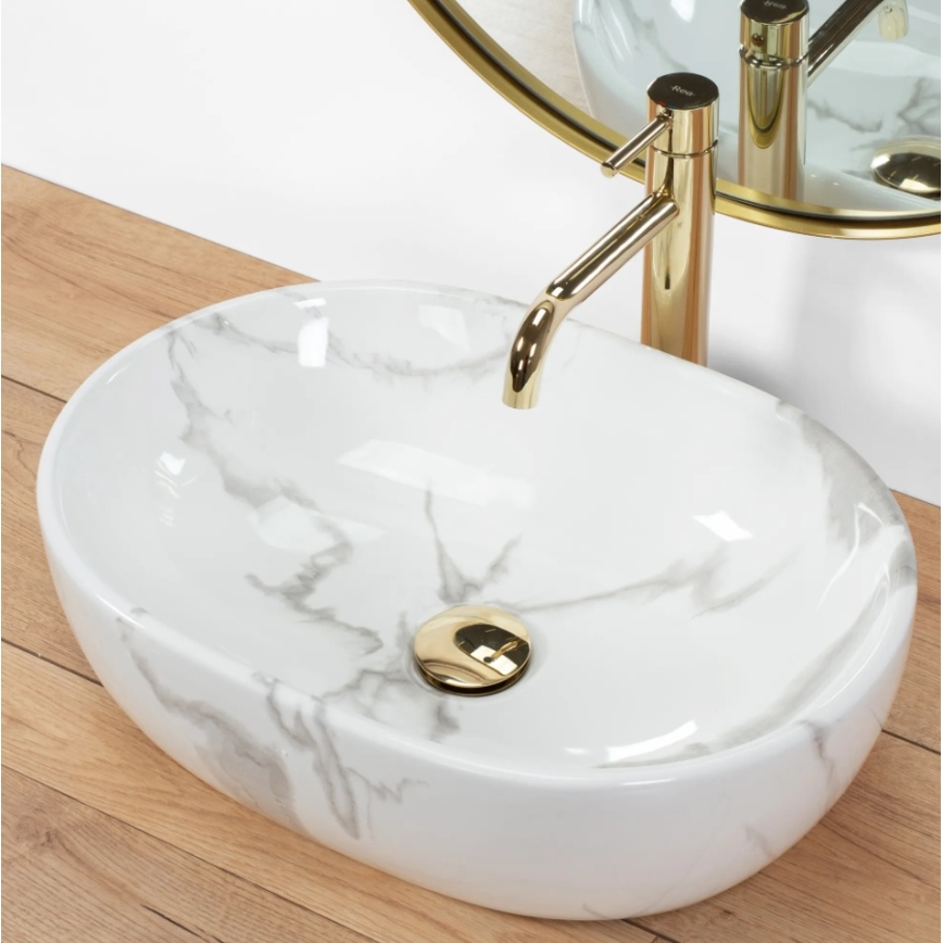 REA-U8001 - Vasque à poser AMELIA 34,5x48 cm céramique/décor marbre