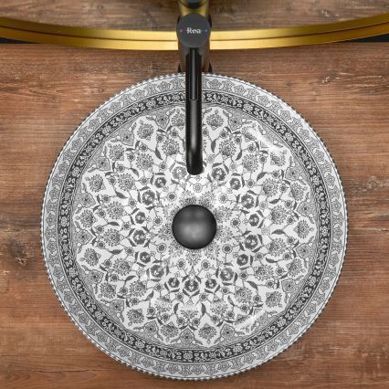 REA-U8002 - Lavabo à poser ARTE 40 cm céramique / blanc / noir