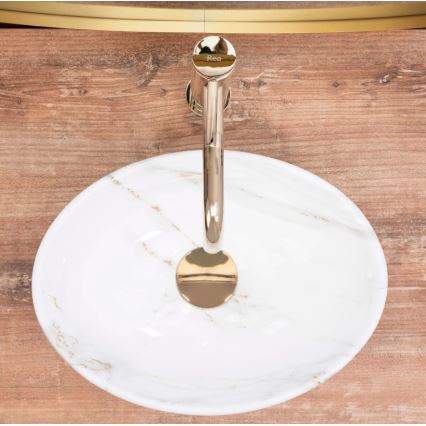 REA-U8014 - Aufsatzwaschbecken SOFIA MINI 27x34 cm, Keramik mit Marmor-Dekor