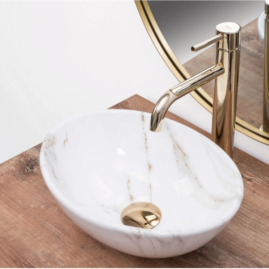 REA-U8014 - Lavabo à poser SOFIA MINI 27x34 cm céramique/décor effet marbre