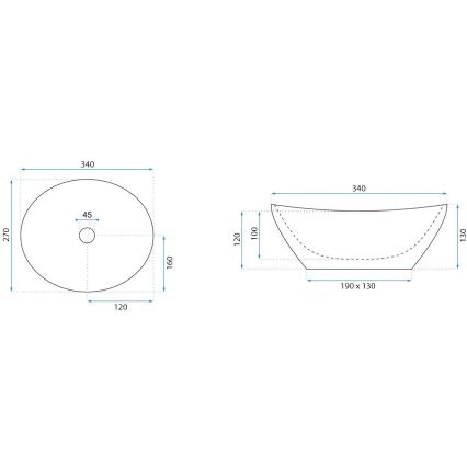 REA-U8014 - Lavabo à poser SOFIA MINI 27x34 cm céramique/décor effet marbre