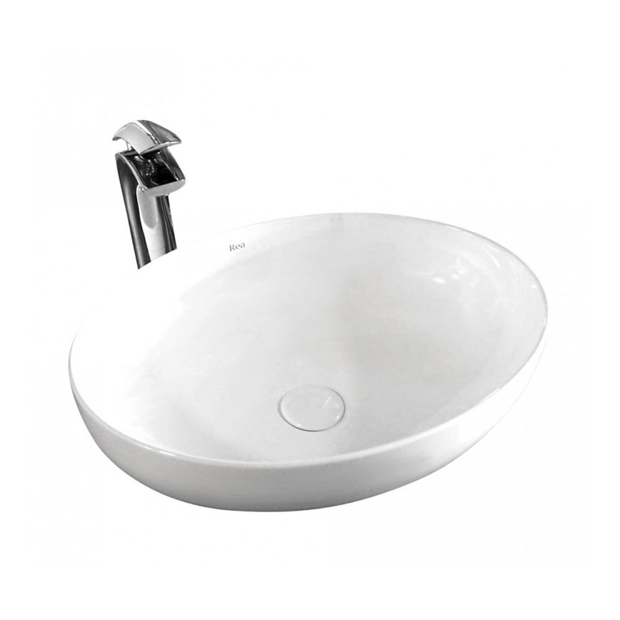 REA-U8198 - Lavabo da appoggio CAROLA SLIM 39x51,5 cm ceramica/bianco lucido