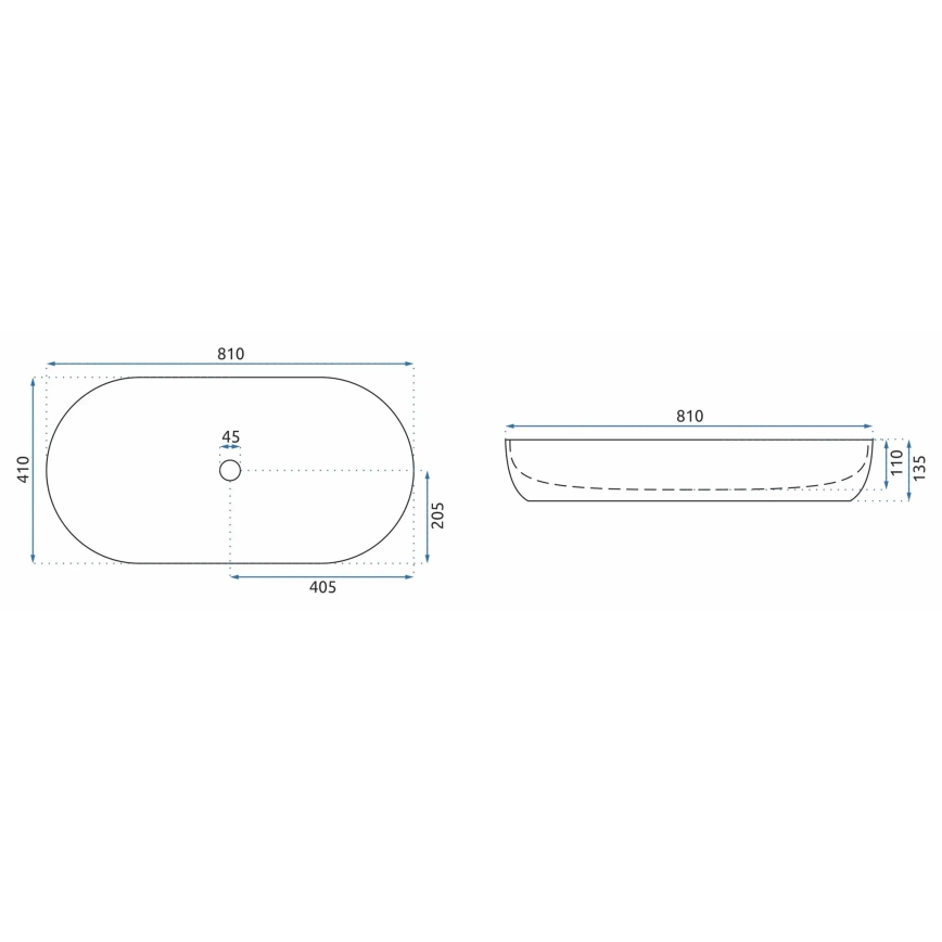 REA-U8404 - Lavabo da appoggio CLEO 41x81 cm ceramica/bianco/effetto marmo