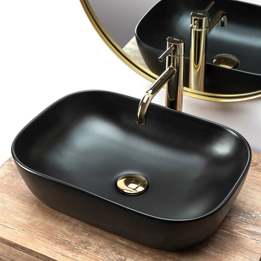 REA-U8470 - Aufsatzwaschbecken BELINDA 33,5x46,5 cm Keramik/matt schwarz