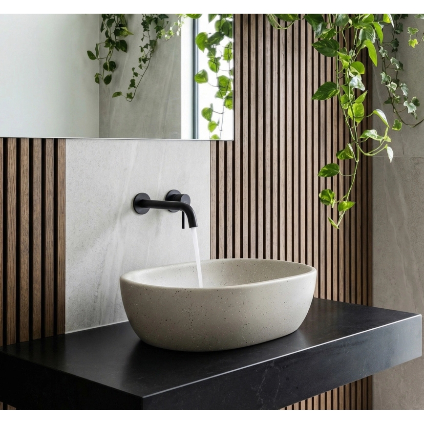 REA-U8480 - Lavabo da appoggio AMELIA 34,5x48 cm ceramica/effetto pietra