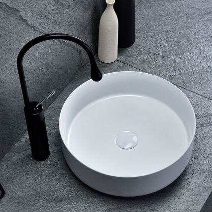 REA-U8493 - Lavabo à poser ELMA Ø 45 cm, céramique / blanc brillant
