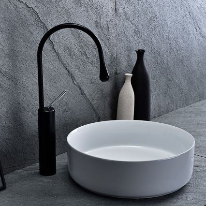 REA-U8493 - Lavabo à poser ELMA Ø 45 cm, céramique / blanc brillant