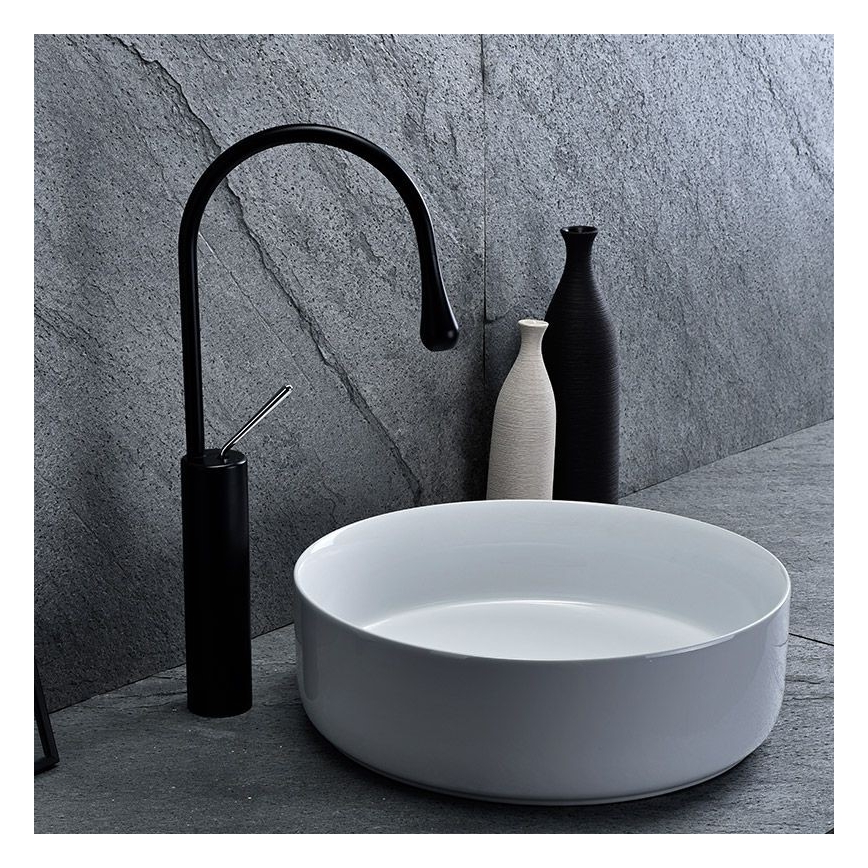 REA-U8493 - Lavabo à poser ELMA Ø 45 cm, céramique / blanc brillant