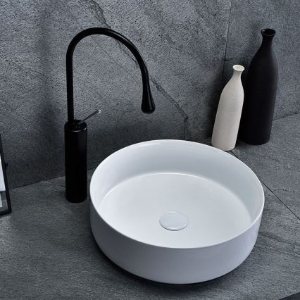 REA-U8493 - Lavabo à poser ELMA Ø 45 cm, céramique / blanc brillant
