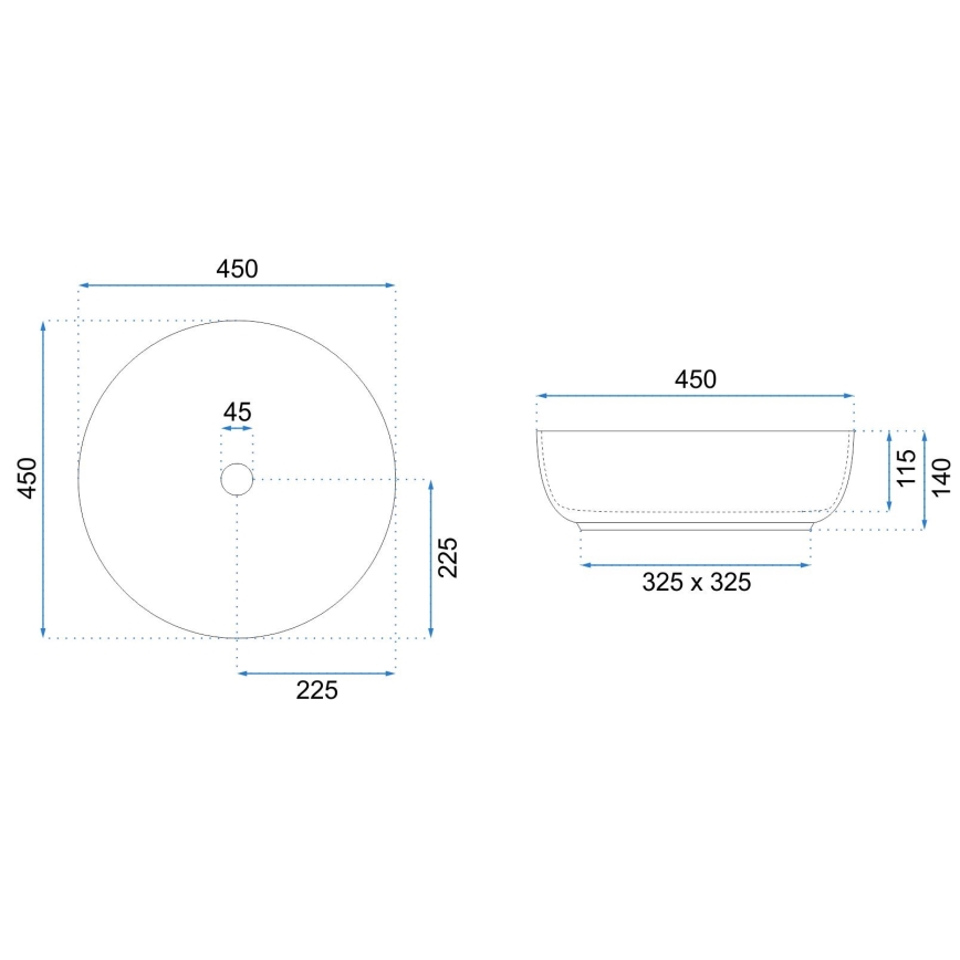 REA-U8493 - Lavabo à poser ELMA Ø 45 cm, céramique / blanc brillant
