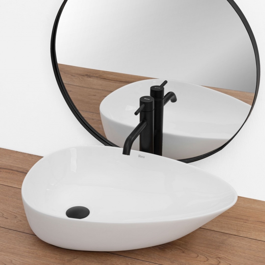 REA-U8536 - Lavabo à poser sur plan GRETA 39x56 cm céramique/blanc brillant