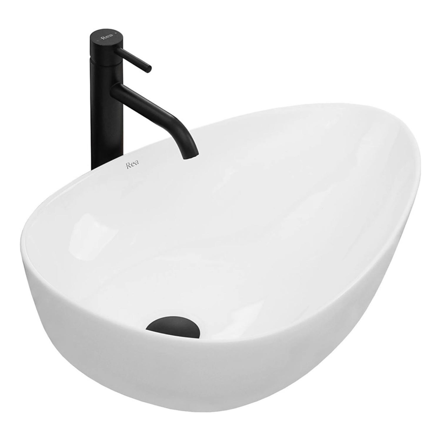 REA-U8536 - Lavabo da appoggio GRETA 39x56 cm ceramica/bianco lucido