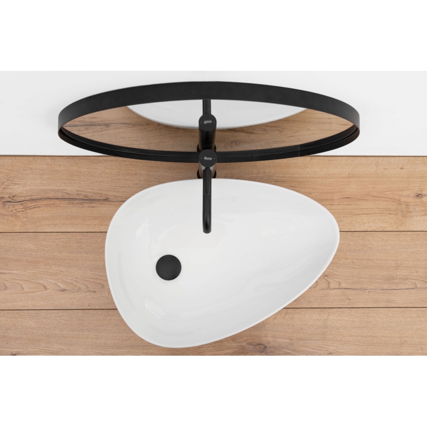 REA-U8536 - Lavabo da appoggio GRETA 39x56 cm ceramica/bianco lucido