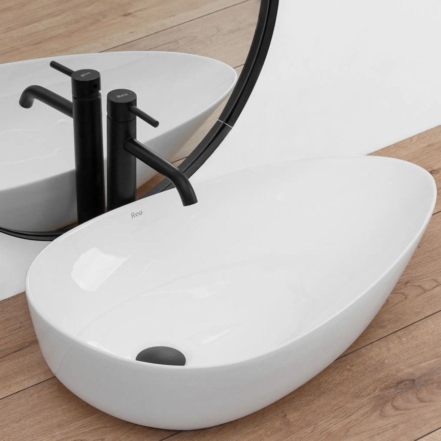 REA-U8537 - Lavabo da appoggio GRETA 40x65,5 cm ceramica/bianco lucido