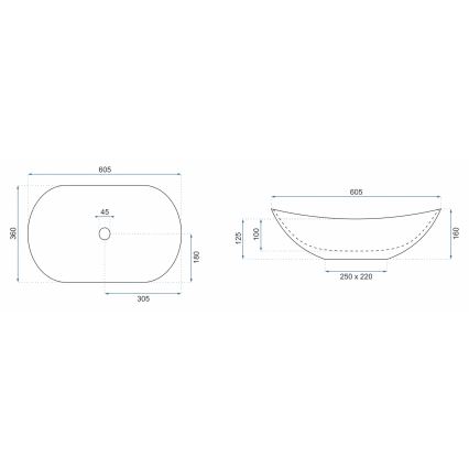 REA-U8548 - Aufsatzwaschbecken ROYAL 36x60,5 cm Keramik/Marmoroptik