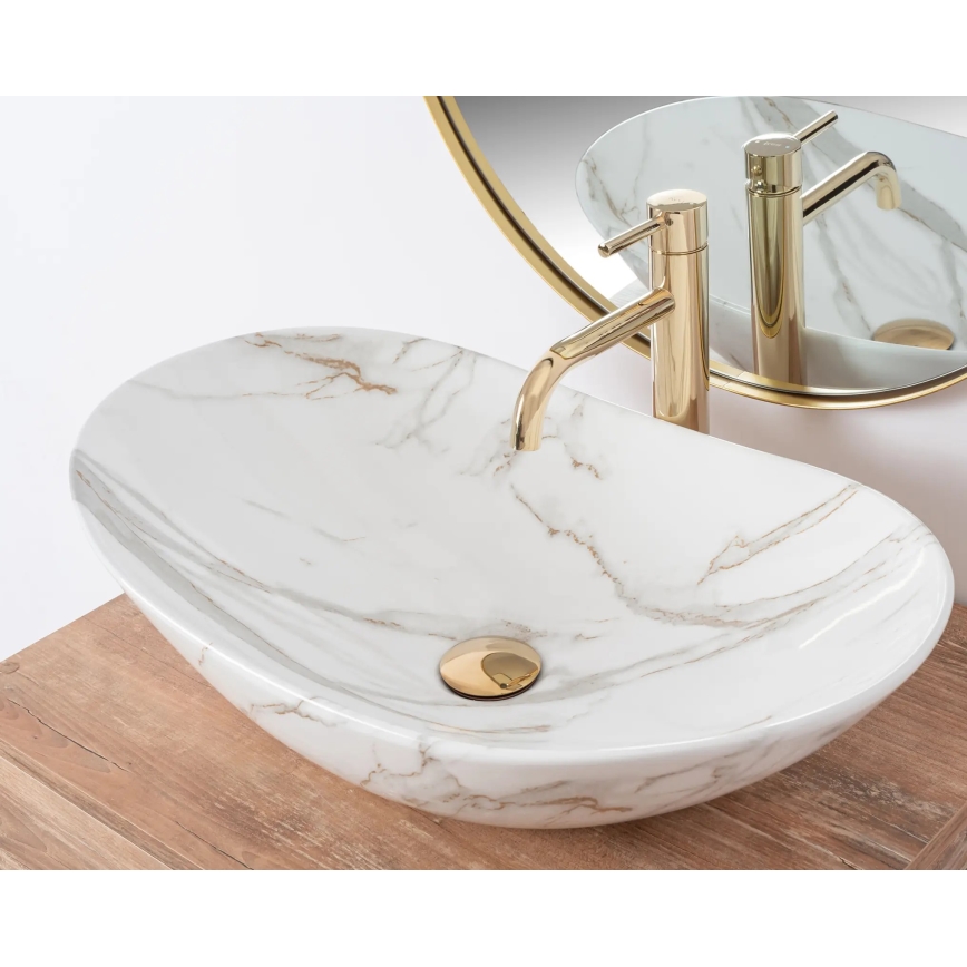 REA-U8548 - Lavabo da appoggio ROYAL 36x60,5 cm in ceramica/decoro effetto marmo