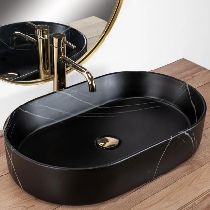REA-U8565 - Lavabo da appoggio NADIA 38,5x61 cm ceramica/nero opaco