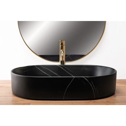 REA-U8565 - Lavabo da appoggio NADIA 38,5x61 cm ceramica/nero opaco