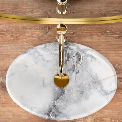 REA-U8567 - Vasque à poser LINDA 34 x 48,5 cm en céramique, décor marbre