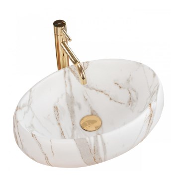 REA-U8568 - Lavabo da appoggio LINDA 34x48,5 cm ceramica/finitura effetto marmo