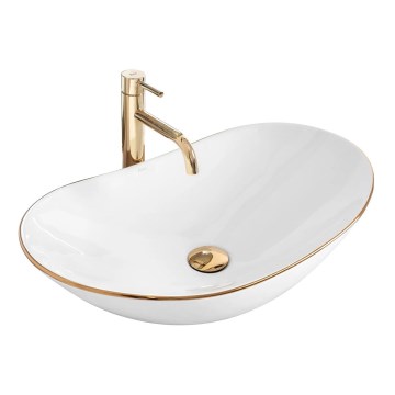 REA-U8570 - Lavabo à poser ROYAL 36x62 cm céramique/blanc brillant/doré