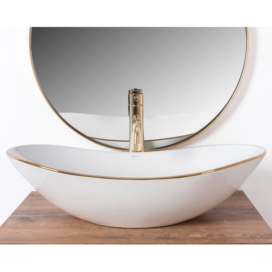 REA-U8570 - Lavabo à poser ROYAL 36x62 cm céramique/blanc brillant/doré