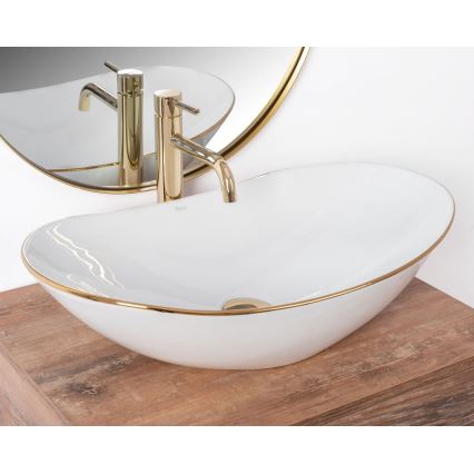 REA-U8570 - Lavabo à poser ROYAL 36x62 cm céramique/blanc brillant/doré