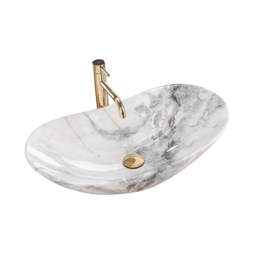 REA-U8596 - Lavabo da appoggio ROYAL 36x62,5 cm ceramica/bianco/grigio/effetto pietra