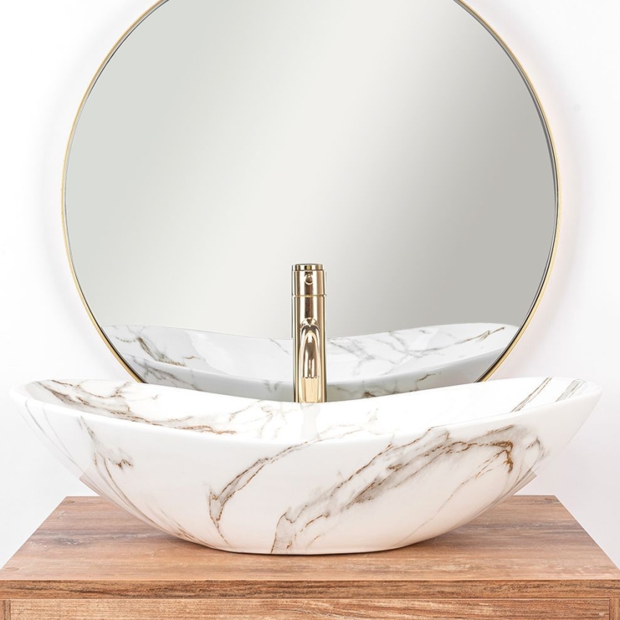 REA-U8597 - Vasque à poser ROYAL 36 x 62 cm, céramique / décor marbre