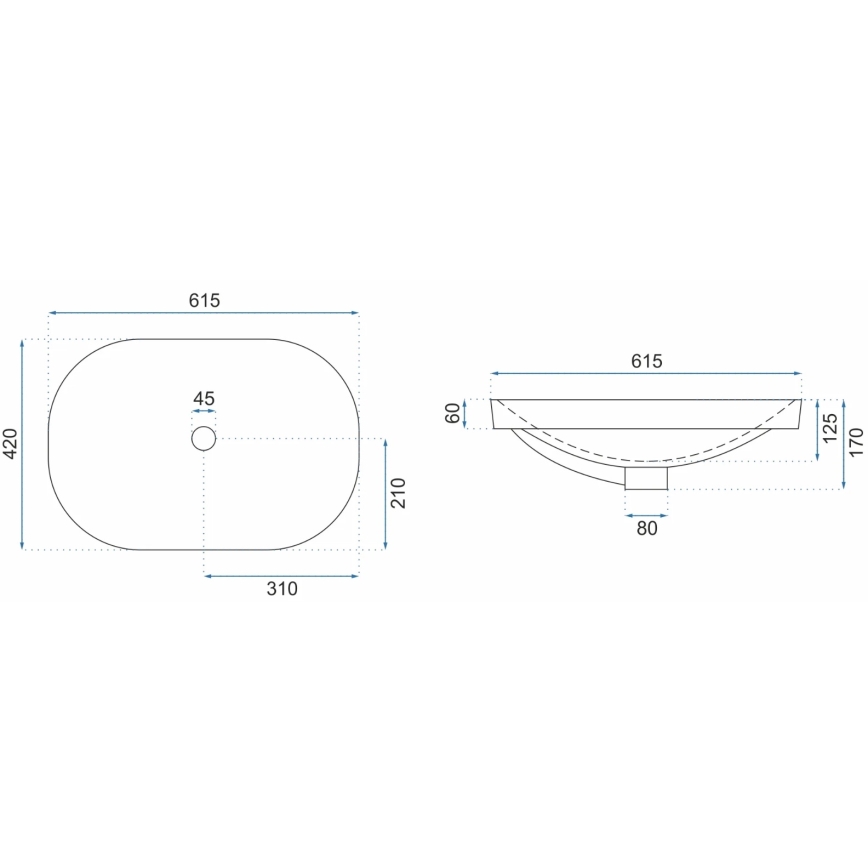 REA-U8700 - Lavabo da appoggio ARLETA 42x61,5 cm ceramica/bianco lucido