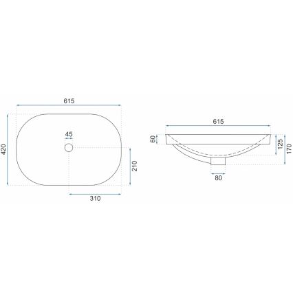 REA-U8700 - Vasque à poser ARLETA 42x61,5 cm céramique/blanc brillant