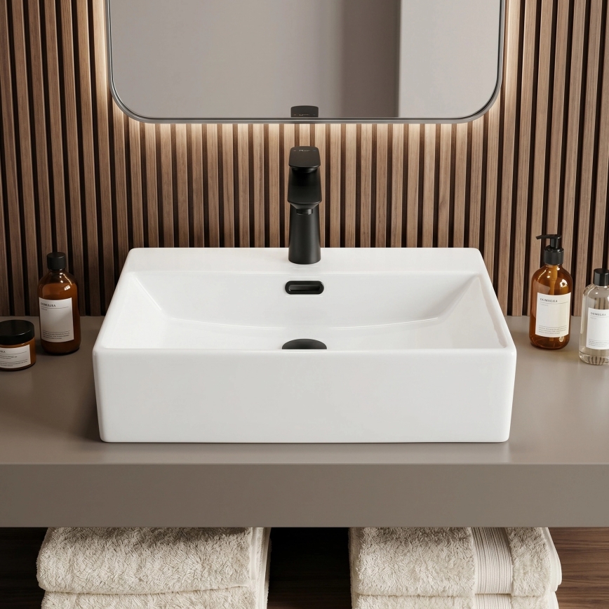 REA-U8701 - Aufsatzwaschbecken BONITA 36x51 cm, Keramik / glänzend weiß