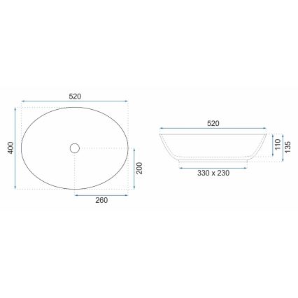 REA-U8709 - Lavabo à poser MARGOT 40x52 cm céramique/bleu/doré