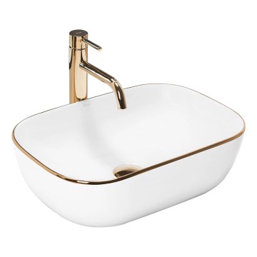 REA-U8736 - Lavabo da appoggio BELINDA 33,5x46,5 cm ceramica/bianco/oro