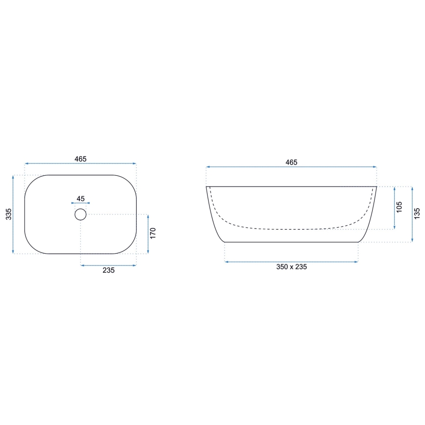 REA-U8736 - Lavabo da appoggio BELINDA 33,5x46,5 cm ceramica/bianco/oro