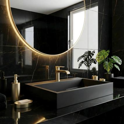 REA-U8779 - Lavabo da appoggio GOYA 37x60 cm conglomerato/nero opaco